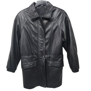 WINLIT Black Leather‎ Jacket Mens Size Small
